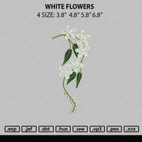 White Flowers Embroidery File 4 size