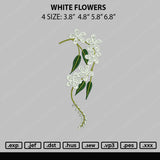 White Flowers Embroidery File 4 size