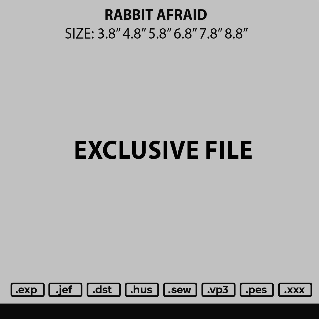Rabbit Afraid Embroidery File 6 sizes