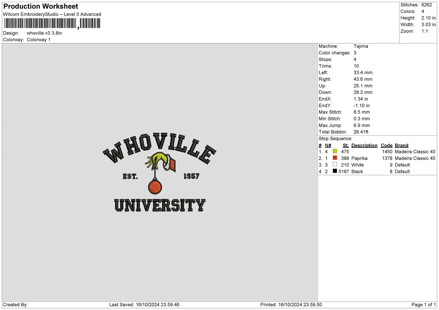 Whovilletext V3 Embroidery File 6 sizes