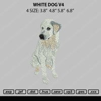 White Dog Embroidery File 4 size