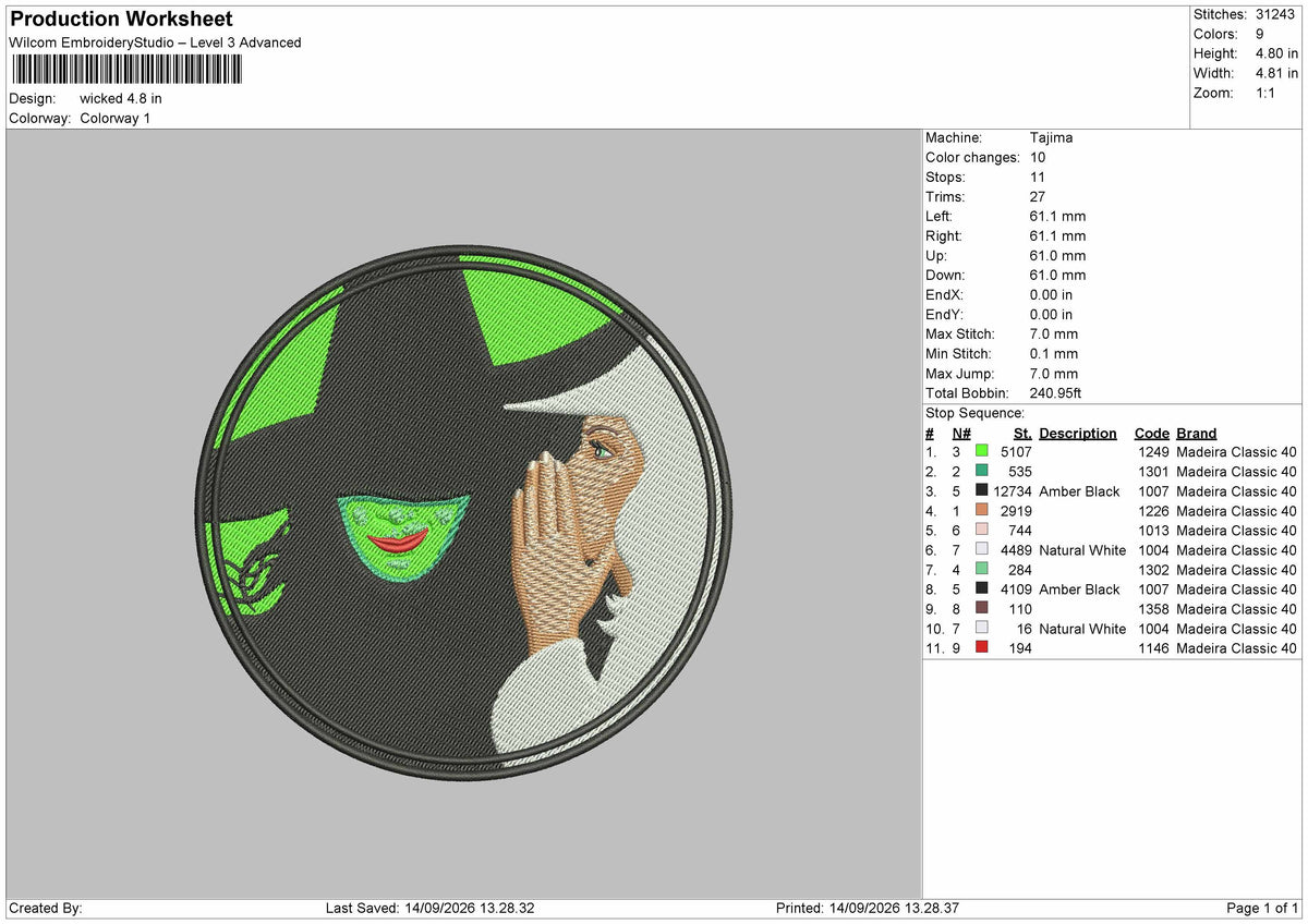 Wicked Circle Embroidery Machine Design File 6 sizes