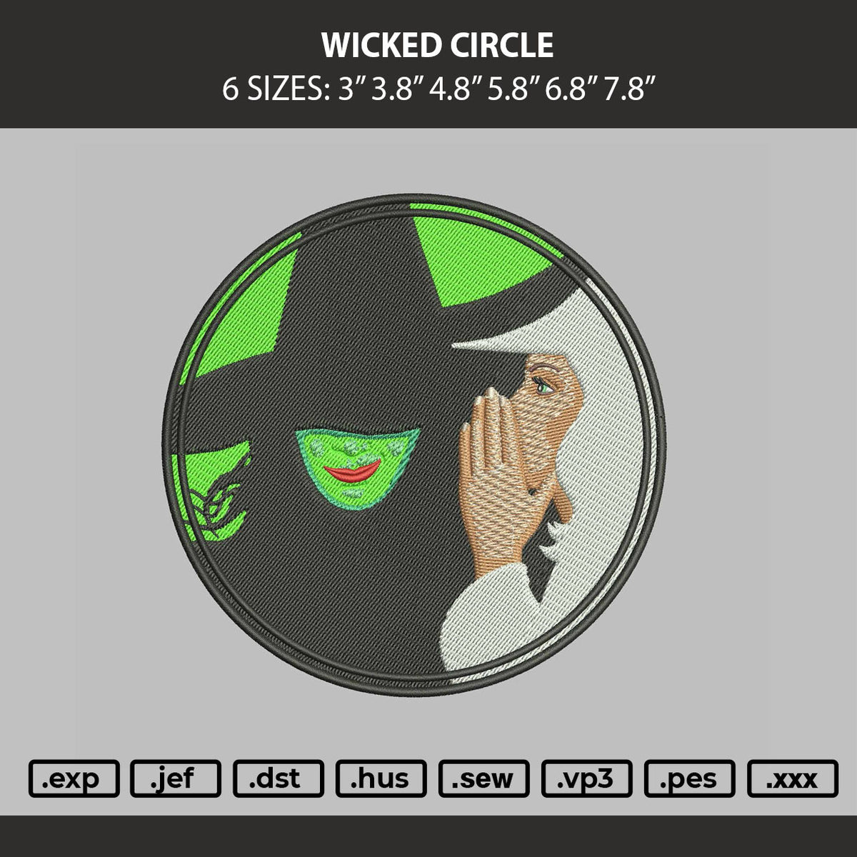 Wicked Circle Embroidery Machine Design File 6 sizes