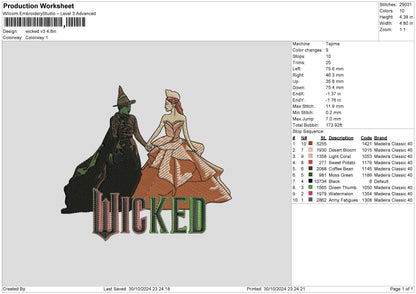 Wickedtext V3 Embroidery File 6 sizes