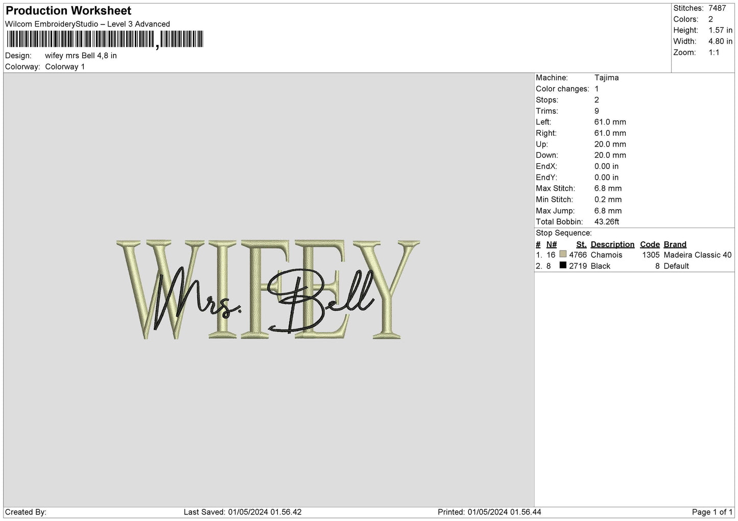 Wifeytext 0105 Embroidery File 6 Sizes