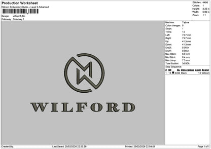 Wilfordtext Embroidery File 6 sizes