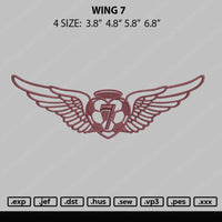 Wing 7 Embroidery File 4 size