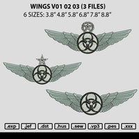 Wings V01 02 03 Embroidery 3 Files