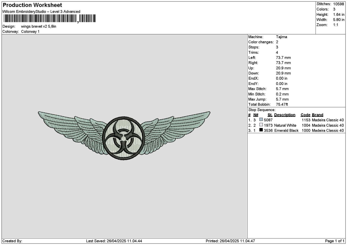 Wings V01 02 03 Embroidery 3 Files