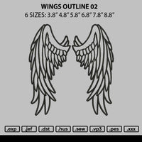 Wings Outline 02 Embroidery File 6 sizes