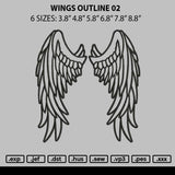 Wings Outline 02 Embroidery File 6 sizes