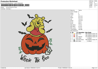 Winniepumpkin24 Embroidery File 6 sizes