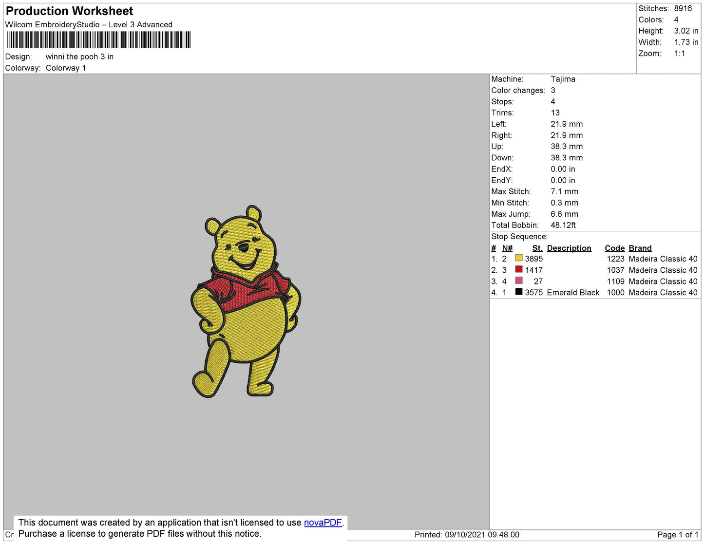 Winnie The Pooh Embroidery File 4 size