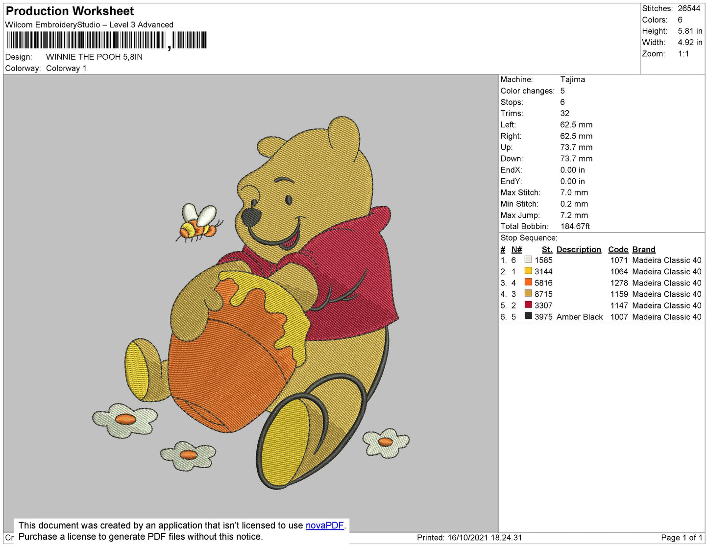 Winnie The Pooh 02 Embroidery File 4 size