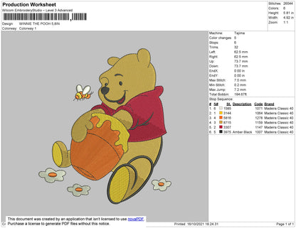 Winnie The Pooh 02 Embroidery File 4 size
