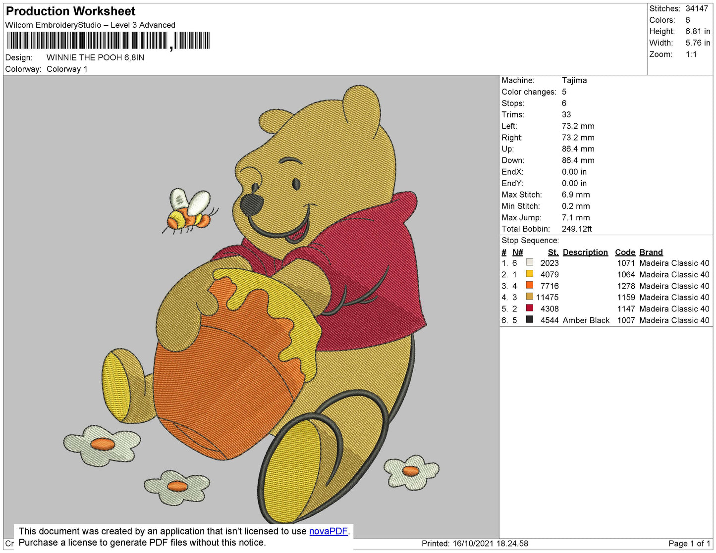 Winnie The Pooh 02 Embroidery File 4 size