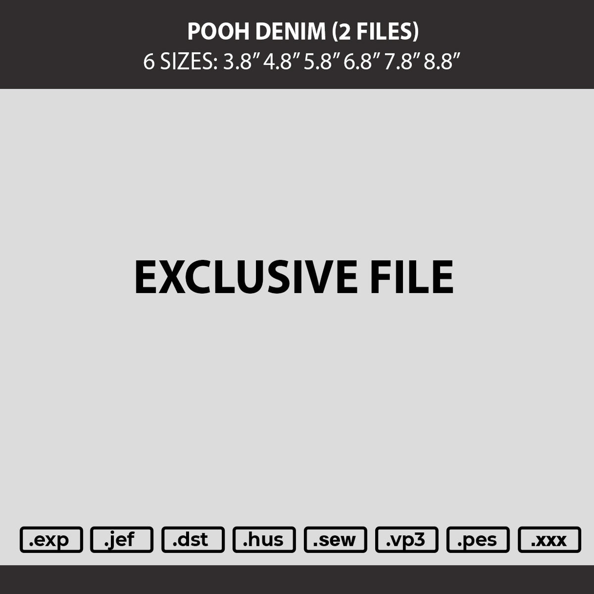 Pooh Denim Text Embroidery Machine Design 2 Files