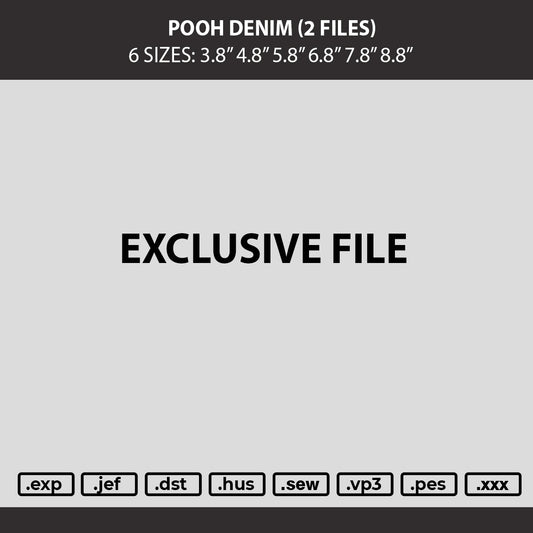 Pooh Denim Text Embroidery Machine Design 2 Files