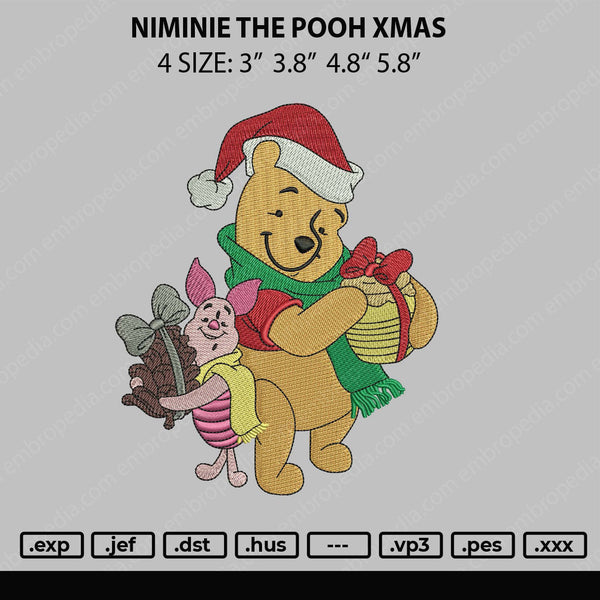 Winnie The Pooh Xmas Embroidery File 4 size