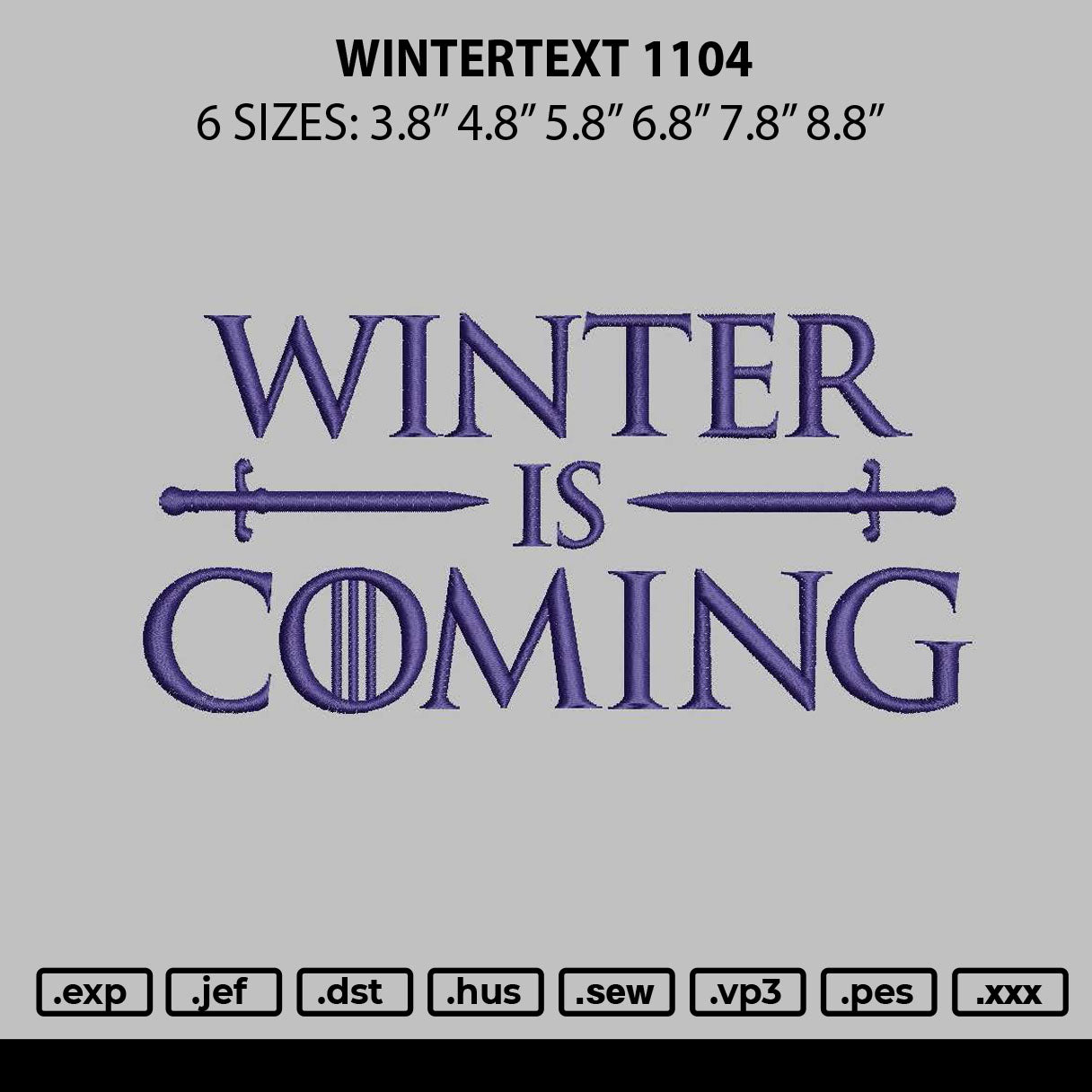 Wintertext 1104 Embroidery File 6 sizes