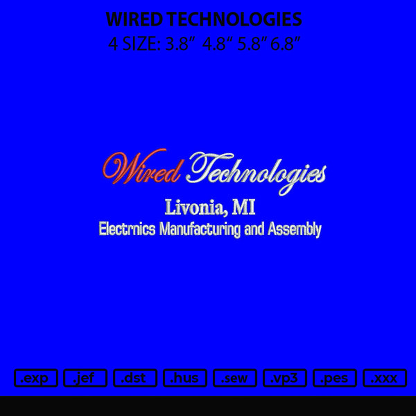 Wired Technologies Embroidery File 4 size