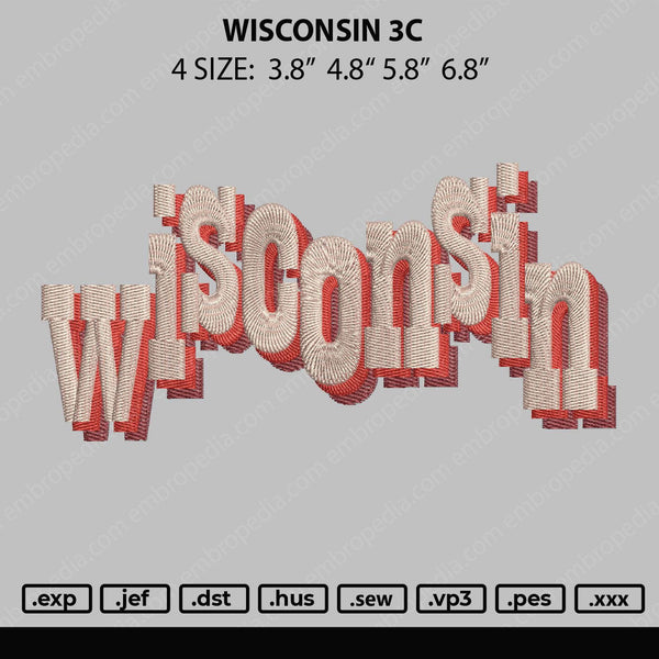 Wisconsin 3C Embroidery File 4 size