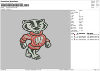 Wiscon Mascot Embroidery File 6 sizes