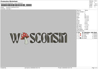 Wisconsin Mushroom Embroidery File 4 size