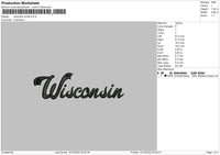 Wisconsin Script Embroidery File 6 sizes