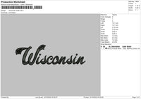 Wisconsin Script Embroidery File 6 sizes