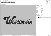 Wisconsin Script Embroidery File 6 sizes