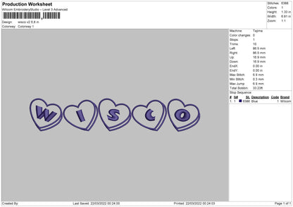 Wisco V2 Embroidery File 4 size