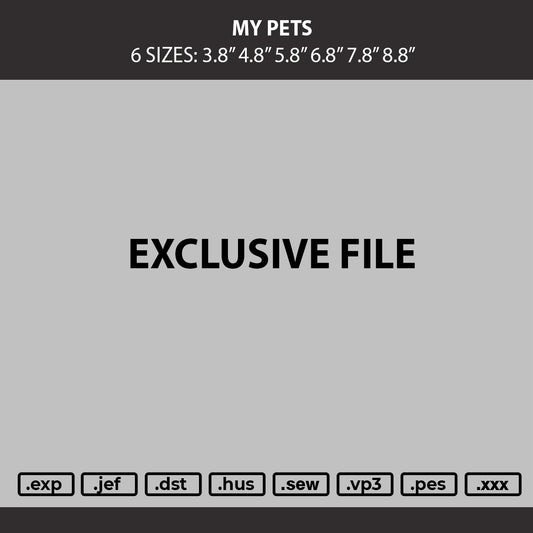 My Pets Embroidery File 6 sizes