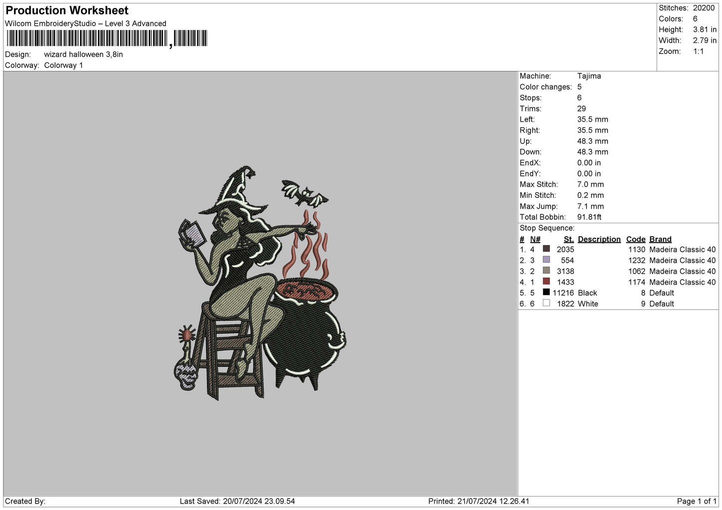 Wizard 2107 Embroidery File 6 sizes