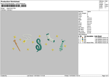 Wizard1107 Embroidery File 6 sizes