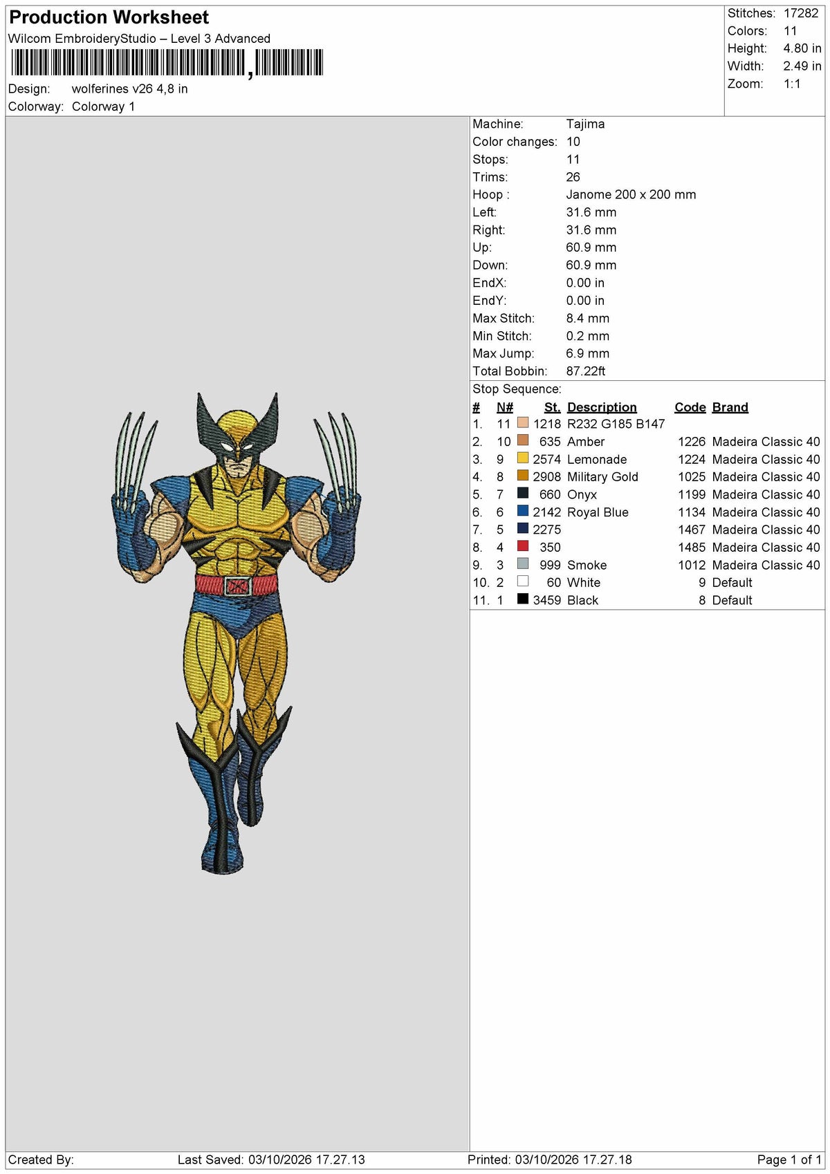 Wolferinesv26 Embroidery Machine Design File 6 sizes