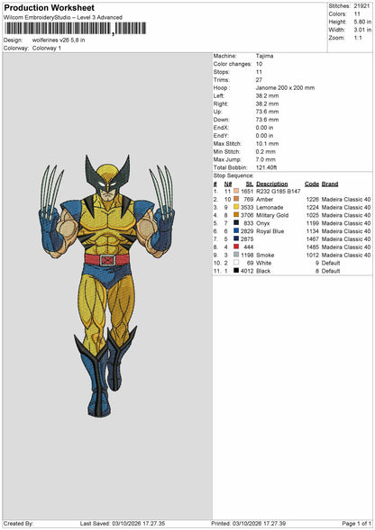 Wolferinesv26 Embroidery Machine Design File 6 sizes