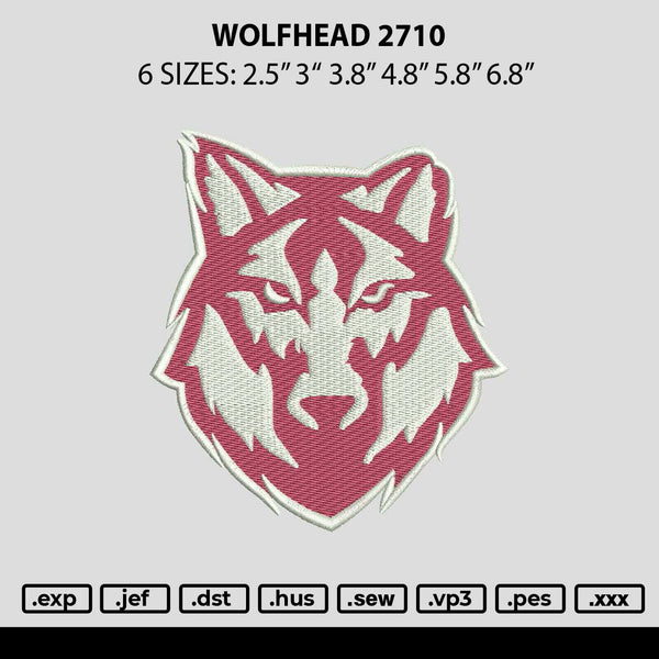 Wolfhead 2710 Embroidery File 6 sizes