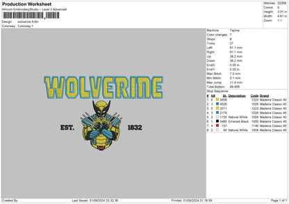 Wolverinetext 02 Embroidery File 6 sizes
