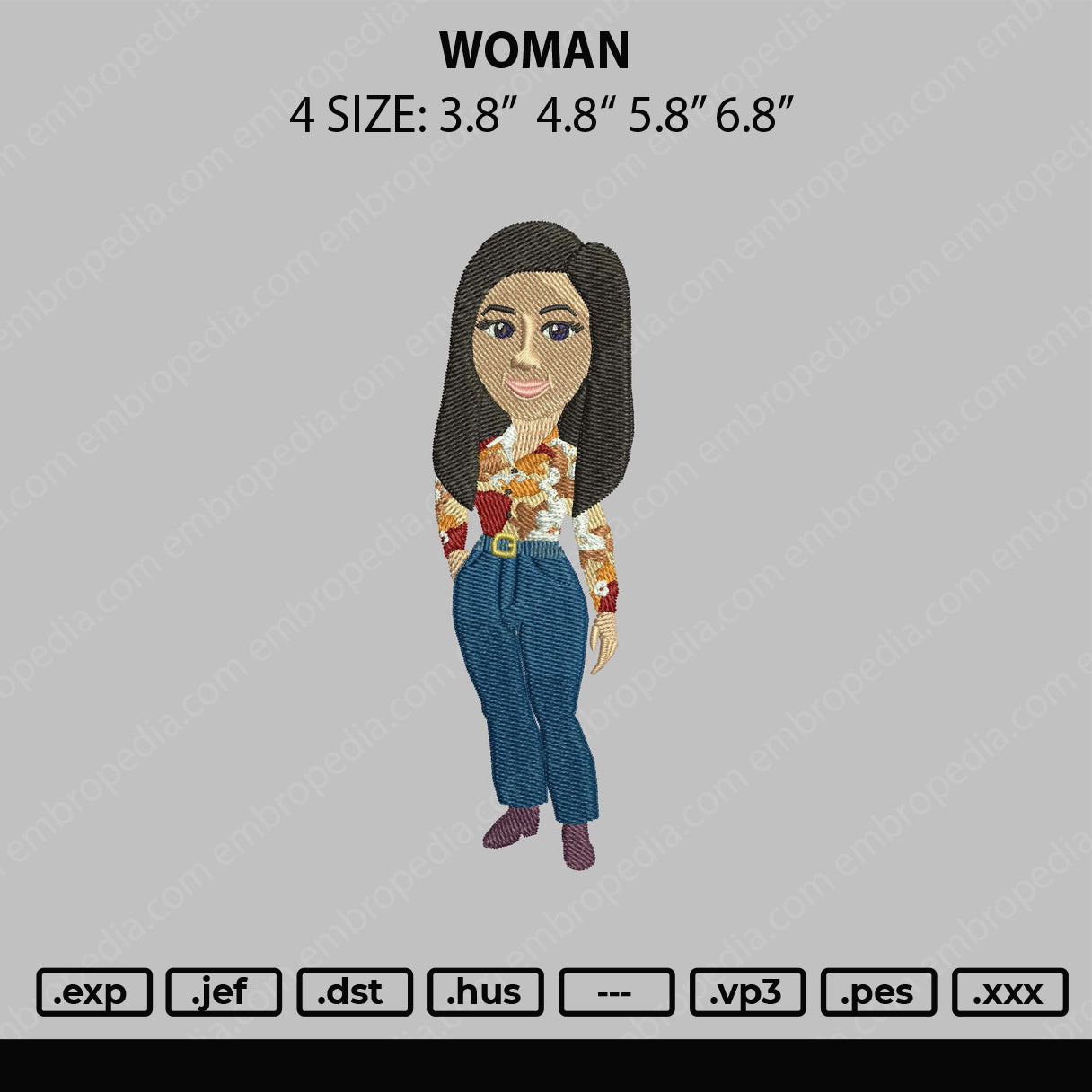 Woman Embroidery File 4 sizes