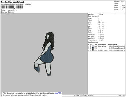 Woman Embroidery File 4 size