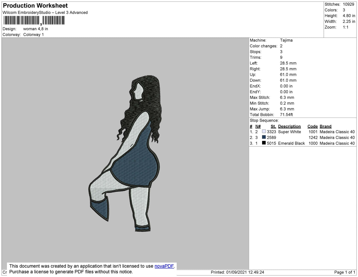 Woman Embroidery File 4 size