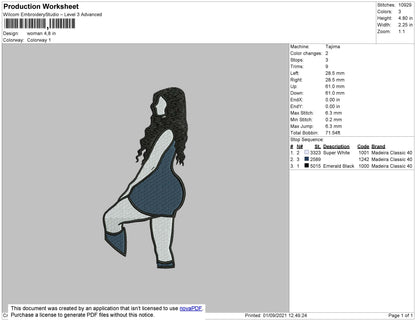 Woman Embroidery File 4 size