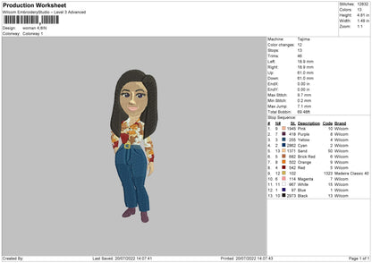Woman Embroidery File 4 sizes