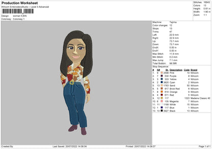 Woman Embroidery File 4 sizes