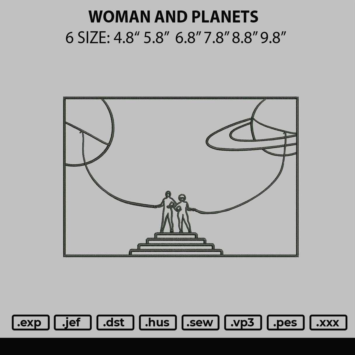 Women And Planets Embroidery File 6 sizes