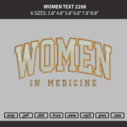 Women Text 2208 Embroidery Machine Design File 6 sizes