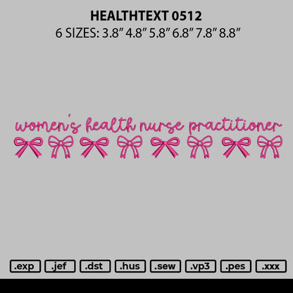 Healthtext 0512 Embroidery File 6 sizes