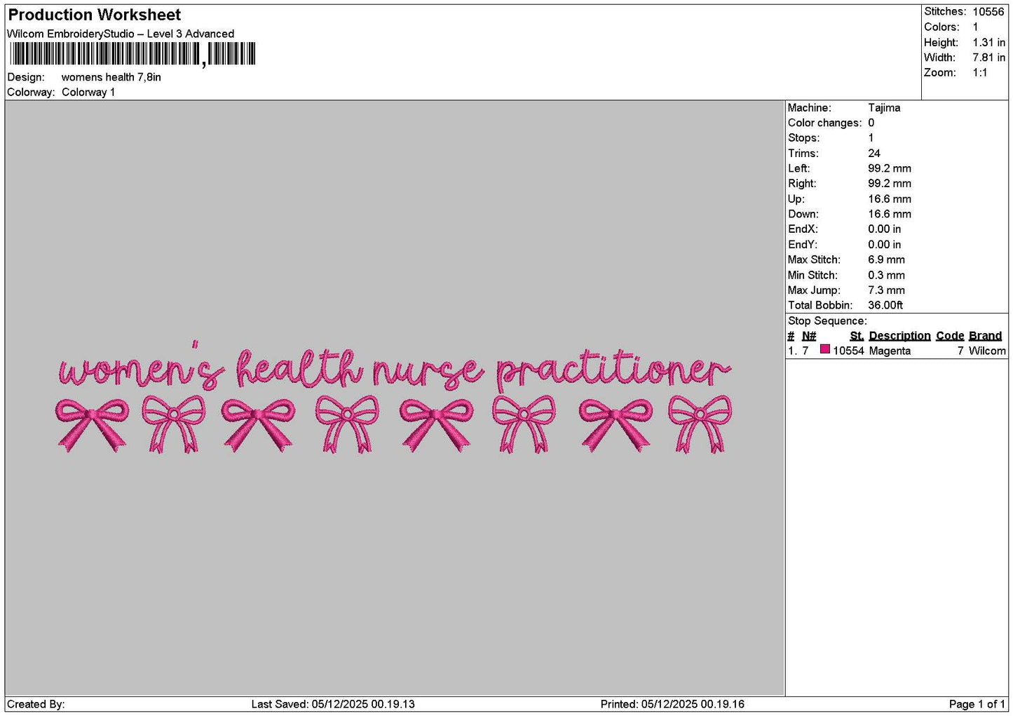 Healthtext 0512 Embroidery File 6 sizes