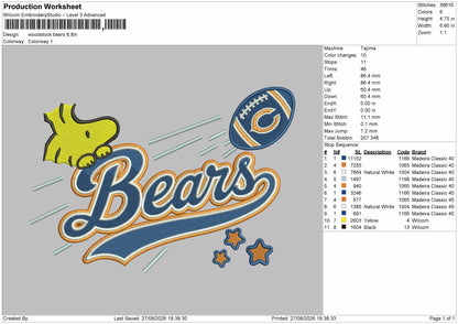 Wood Bears Embroidery Machine Design File 6 sizes